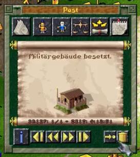 Militärgebäude besetzt from The Settlers II UI screenshot (German), thumbnail - open to see full size