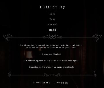 hard difficulty from Maid of Sker UI screenshot (English), thumbnail - open to see full size