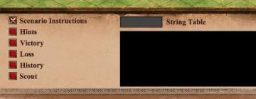 scenario editors strings: hints, objectives, instructions from Age of Empires 2 Definitive Edition UI screenshot (English), thumbnail - open to see full size