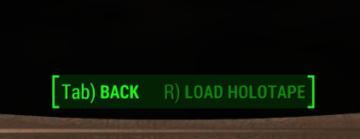 return or load holotape from Fallout 3 UI screenshot (English), thumbnail - open to see full size