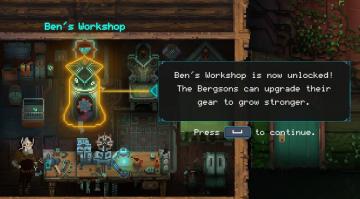 ben's worshop unlocked from Children of Morta UI screenshot (English), thumbnail - open to see full size