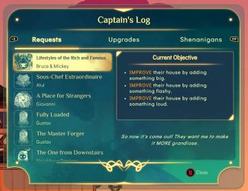 captain's log - requests section from Spiritfarer: Farewell Edition UI screenshot (English), thumbnail - open to see full size