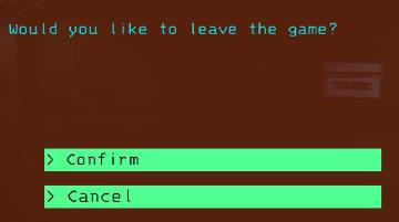 would you like to leave? confirm cancel from Lethal Company UI screenshot (English), thumbnail - open to see full size