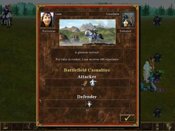 a glorious victory from Heroes of Might and Magic 3: Complete UI screenshot (English), thumbnail - open to see full size