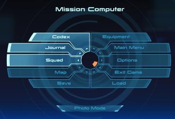 in-game menu (codex, journal, squad,..) from Mass Effect 1 UI screenshot (English), thumbnail - open to see full size