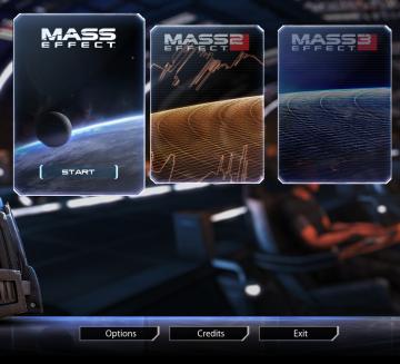 launcher (select game, options, exit) from Mass Effect Legendary Edition UI screenshot (English), thumbnail - open to see full size