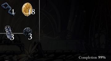 inventory, items menu displays game completion from Hollow Knight UI screenshot (English), thumbnail - open to see full size