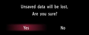 are you sure? unsaved data will be lost from Yakuza 0 UI screenshot (English), thumbnail - open to see full size