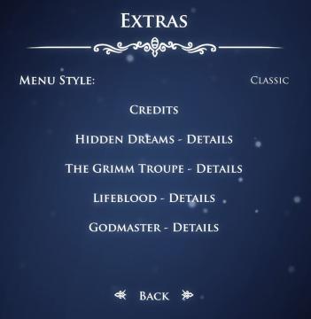 set menu style in the extras settings from Hollow Knight UI screenshot (English), thumbnail - open to see full size