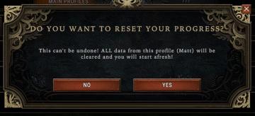 do you want to reset your progress? from Against the Storm UI screenshot (English), thumbnail - open to see full size