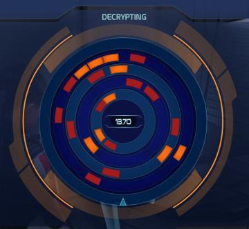 decrypting (hacking into computer console) from Mass Effect 1 UI screenshot (English), thumbnail - open to see full size