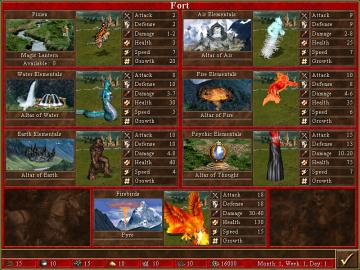 fort units from Heroes of Might and Magic 3: Complete UI screenshot (English), thumbnail - open to see full size