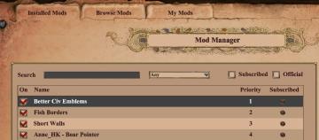 mod manager: list of installed mods from Age of Empires 2 Definitive Edition UI screenshot (English), thumbnail - open to see full size