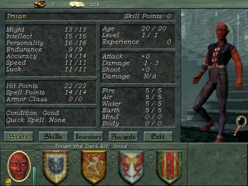 characters stats from Might and Magic 8: Day of the Destroyer UI screenshot (English), thumbnail - open to see full size