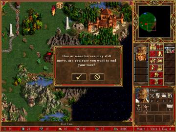 one or more heroes may still move from Heroes of Might and Magic 3: Complete UI screenshot (English), thumbnail - open to see full size