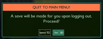 quit to main menu? a save will be made for you from Grounded UI screenshot (English), thumbnail - open to see full size