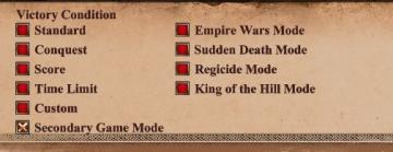 scenario editor: victory conditions (conquest, score, time limit) from Age of Empires 2 Definitive Edition UI screenshot (English), thumbnail - open to see full size