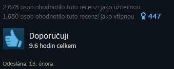 hodnocení užitečné recenze from Steam UI screenshot (Czech), thumbnail - open to see full size