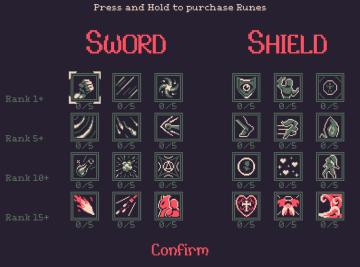 press and hold to purchase runes from 20 Minutes Till Dawn UI screenshot (English), thumbnail - open to see full size