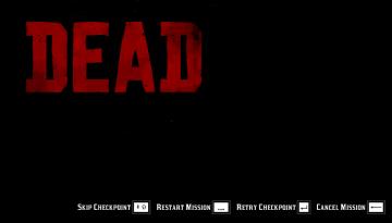 dead, reset retry resume mission or cancel from Red Dead Redemption 2 UI screenshot (English), thumbnail - open to see full size