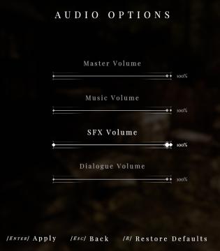 audio options from Maid of Sker UI screenshot (English), thumbnail - open to see full size