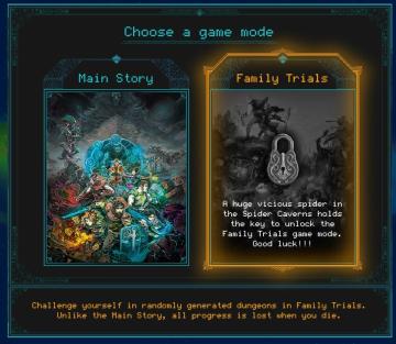 choose a game mode from Children of Morta UI screenshot (English), thumbnail - open to see full size