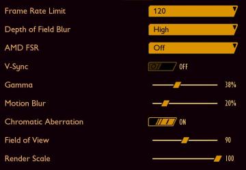 display settings: motion blur, field of view, render scale.. from Grounded UI screenshot (English), thumbnail - open to see full size