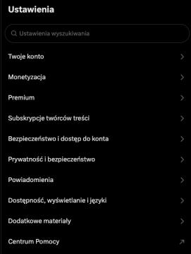 settings categories from x.com UI screenshot (Polish), thumbnail - open to see full size