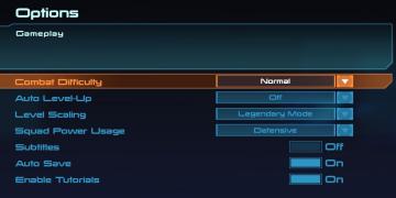 gameplay options are shown after creating a character from Mass Effect 1 UI screenshot (English), thumbnail - open to see full size