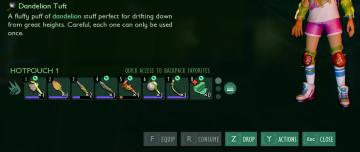 inventory items: equip, consume, drop options from Grounded UI screenshot (English), thumbnail - open to see full size