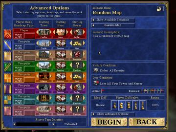 scenario advanced options from Heroes of Might and Magic 3: Complete UI screenshot (English), thumbnail - open to see full size