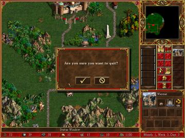 are you sure you want to quit from Heroes of Might and Magic 3: Complete UI screenshot (English), thumbnail - open to see full size