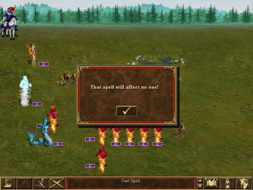 that spell will affect no one from Heroes of Might and Magic 3: Complete UI screenshot (English), thumbnail - open to see full size