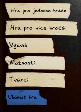 hlavní menu, výcvik, možnosti, tvůrci, ukončit hru from Phasmophobia UI screenshot (Czech), thumbnail - open to see full size