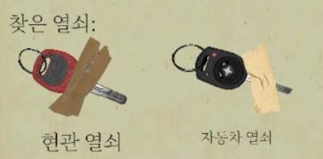 found keys, house and car keys from Phasmophobia UI screenshot (Korean), thumbnail - open to see full size