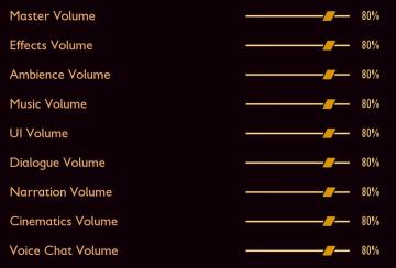 volume settings: master, music, ui, narration, ambience and more from Grounded UI screenshot (English), thumbnail - open to see full size