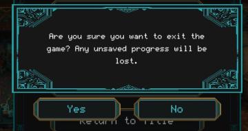 are you sure you want to exit? from Children of Morta UI screenshot (English), thumbnail - open to see full size