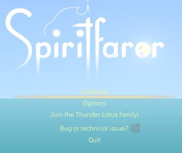 spiritfarer main menu, you can report bugs from Spiritfarer: Farewell Edition UI screenshot (English), thumbnail - open to see full size