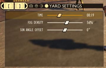 camera mode - yard settings (select time, fog strength or sun angle) from Grounded UI screenshot (English), thumbnail - open to see full size