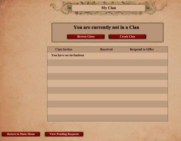 my clan: you have no invitations, you are currently not in a clan from Age of Empires 2 Definitive Edition UI screenshot (English), thumbnail - open to see full size