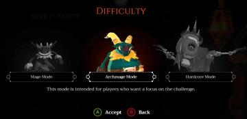 Mages of Mystralia difficulty mage archmage hardcore from Mages of Mystralia UI screenshot (English), thumbnail - open to see full size