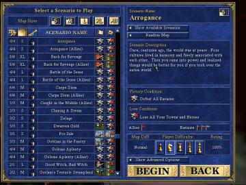 select a scenario to play from Heroes of Might and Magic 3: Complete UI screenshot (English), thumbnail - open to see full size