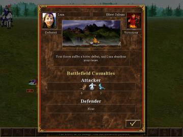 your forces suffer a bitter defeat and luna abandons your cause from Heroes of Might and Magic 3: Complete UI screenshot (English), thumbnail - open to see full size