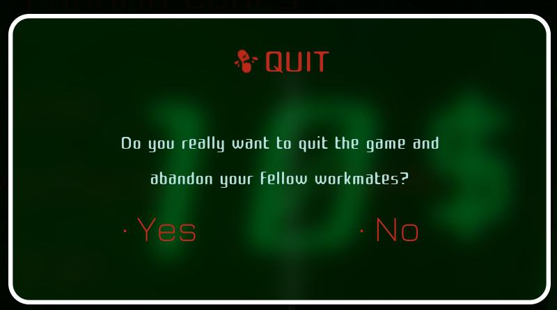 do you really want to abandon your workmates? from Murky Divers UI screenshot (English)