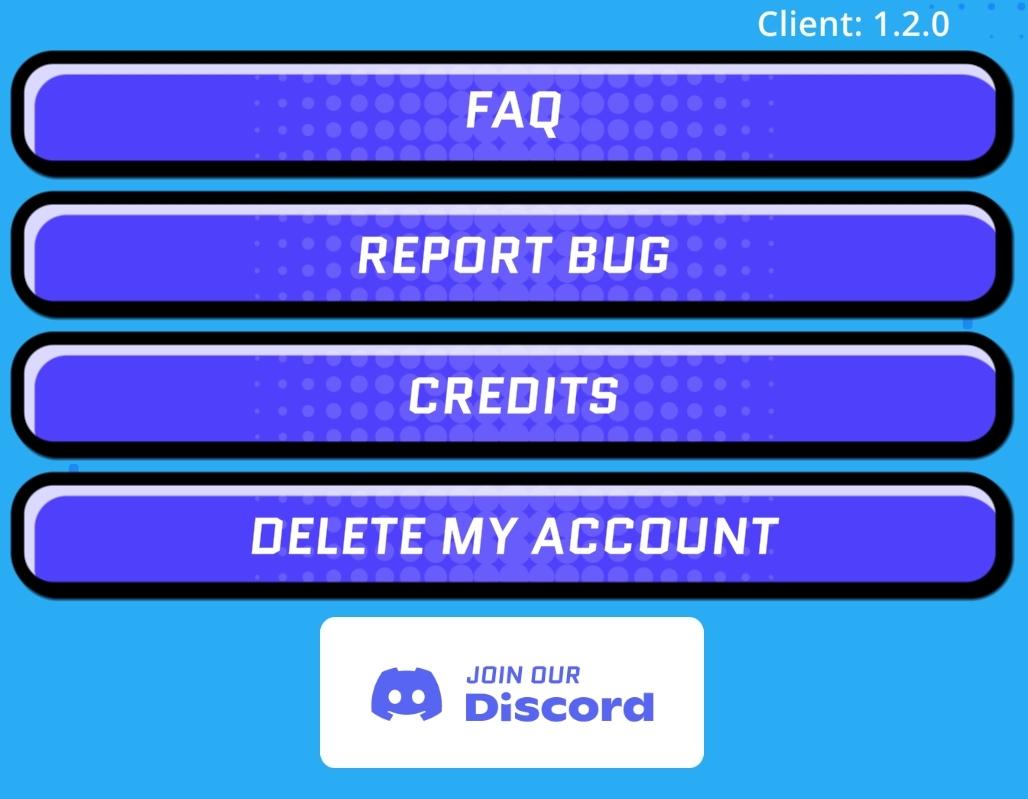 menu, report bug, deactivate account from Run Legends UI screenshot (English)