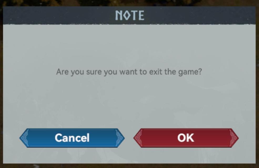 are you sure you want to exit the game? from Viking Rise UI screenshot (English)