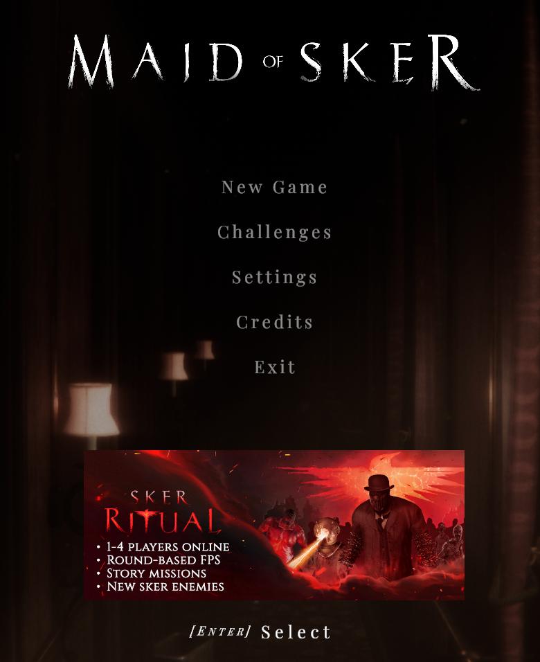 Maid of Sker main menu from Maid of Sker UI screenshot (English)