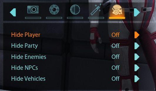 camera mode - hide players, npcs, vehicles, enemies.. from Mass Effect 1 UI screenshot (English)