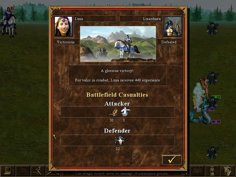 a glorious victory from Heroes of Might and Magic 3: Complete UI screenshot (English)