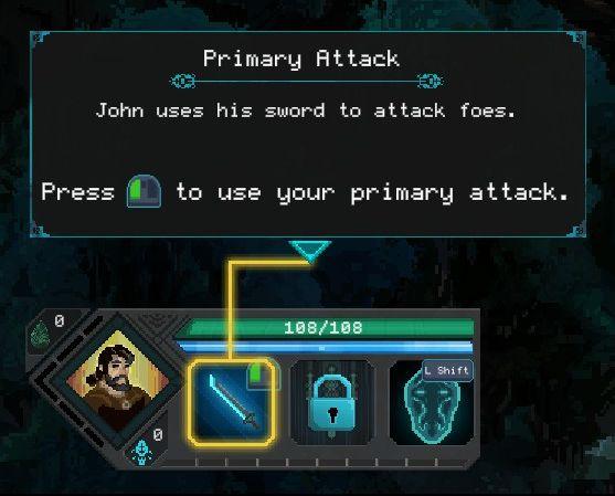 primary attack tutorial from Children of Morta UI screenshot (English)